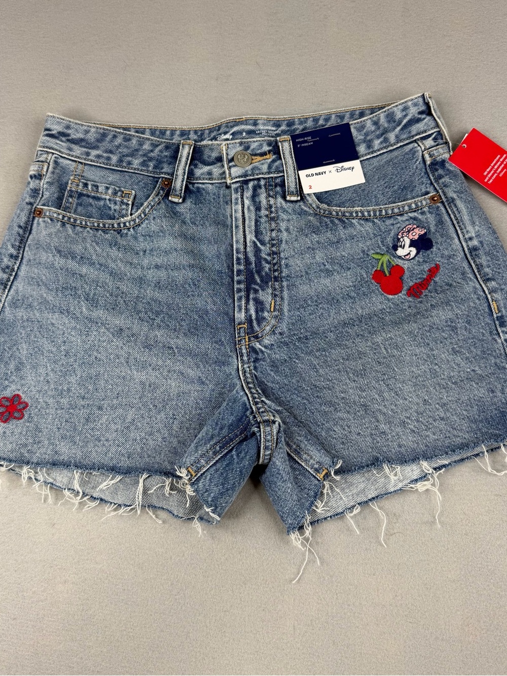Old Navy x Disney Minnie Mouse Denim Shorts High Rise Cutoff NWT 2